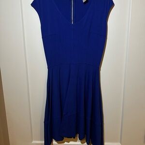 Bar III Blue A-Line Cocktail Dress with Cap Sleeves and V-Neck
